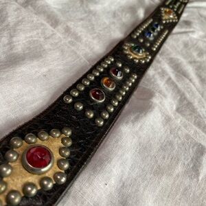 RL unique jeweled leather belt